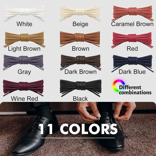Alt view image 5 of 7 - 2 Pair 1/8" Waxed Round Shoe Laces for Oxford Dress Shoes Brown-86 | 2 Pair, Firm cotton weave, clean matte finish, better knot hold from the waxed surface, 7 lengths and 11 colors
