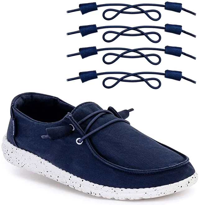 Main image of 2-Pair Shoelaces Strings Replacement Laces for Hey Dude Shoes (Dark Blue, 16in)