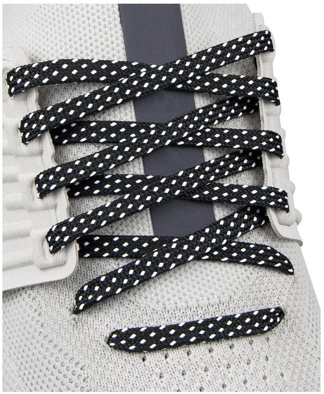 Main image of Shoe Laces for On Cloudmonster Cloud Monster Replacement Shoelaces | 7MM Flat Laces | Material: Polyester | Color:Black&Whitedots, Size:36Inch