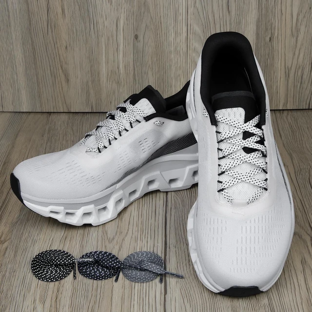 Alt view image 6 of 6 - Shoe Laces for On Cloudmonster Cloud Monster Replacement Shoelaces | 7MM Flat Laces | Material: Polyester | Color:Black&Whitedots, Size:36Inch