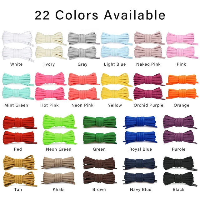 Alt view image 4 of 7 - [2 Pairs Half Round Shoe Laces 1/4" Width 30"-72" Length 22 Color Oval Shoelaces Grey 48"(122 cm)