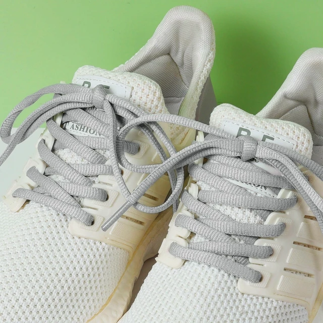 Alt view image 2 of 7 - [2 Pairs Half Round Shoe Laces 1/4" Width 30"-72" Length 22 Color Oval Shoelaces Grey 48"(122 cm)