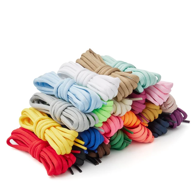 Alt view image 6 of 7 - [2 Pairs Half Round Shoe Laces 1/4" Width 30"-72" Length 22 Color Oval Shoelaces Grey 48"(122 cm)