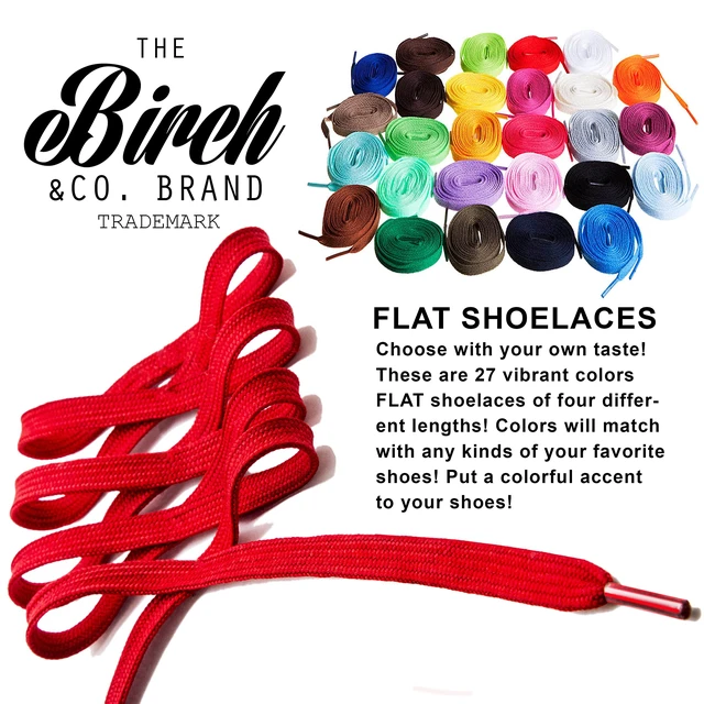 Alt view image 4 of 4 - Shoelaces in 27 Colors Flat 5/16" Shoe Laces in 4 Different Lengths (37" (94cm), Red)
