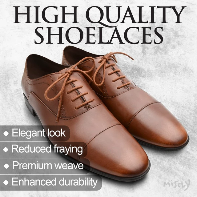 Alt view image 5 of 7 - Shoe Laces for Dress Shoes - Round Oxford Shoelaces for Men - Multiple Lengths and Colors Available - Black, 30 (76 CM)