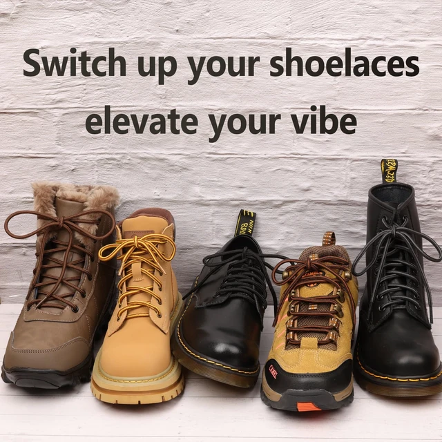 Alt view image 4 of 7 - 2 Pair Round Shoelaces for Sneakers, Heavy Duty and Durable Shoe Laces for Hiking Work Boots, Light Brown/Coffee, 54 inch(137cm)