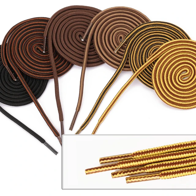 Alt view image 5 of 7 - 2 Pair Round Shoelaces for Sneakers, Heavy Duty and Durable Shoe Laces for Hiking Work Boots, Light Brown/Coffee, 54 inch(137cm)