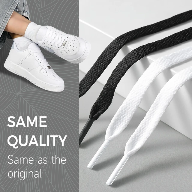 Alt view image 2 of 7 - Flat Shoe Laces with AF1 Metal Tags for Air Force 1s | White Shoelaces for Sneakers Athletic Running Shoes, AF1 Replacement Laces with Shoe Charms, Thick & Sturdy