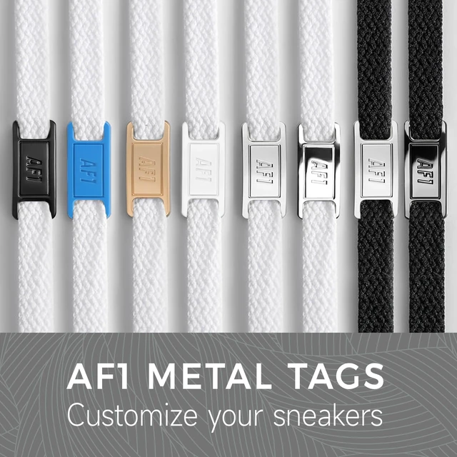 Alt view image 5 of 7 - Flat Shoe Laces with AF1 Metal Tags for Air Force 1s | White Shoelaces for Sneakers Athletic Running Shoes, AF1 Replacement Laces with Shoe Charms, Thick & Sturdy