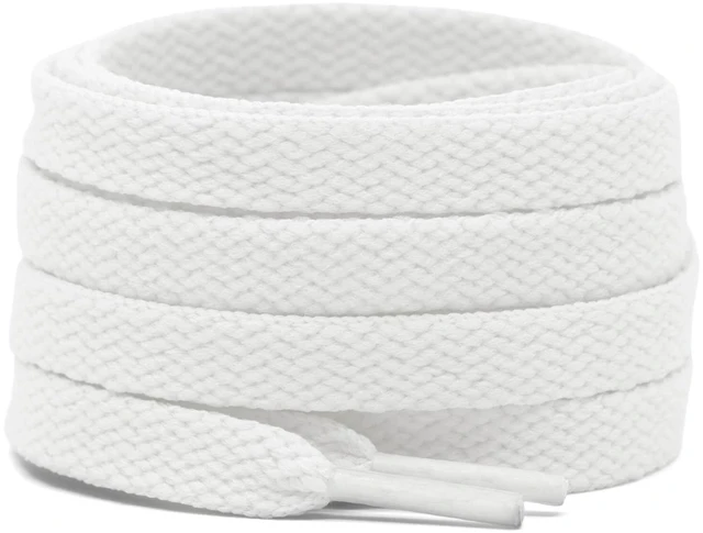 Main image of Flat Sneakers Shoe Laces: 43 Inch White Shoelaces | 2 Pairs 5/16" Wide, Durable Polyester, Stay tied, Replacement Shoestrings for Sneakers, Fit Men Women