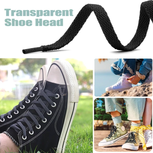 Alt view image 7 of 7 - Flat Sneakers Shoe Laces: 43 Inch White Shoelaces | 2 Pairs 5/16" Wide, Durable Polyester, Stay tied, Replacement Shoestrings for Sneakers, Fit Men Women