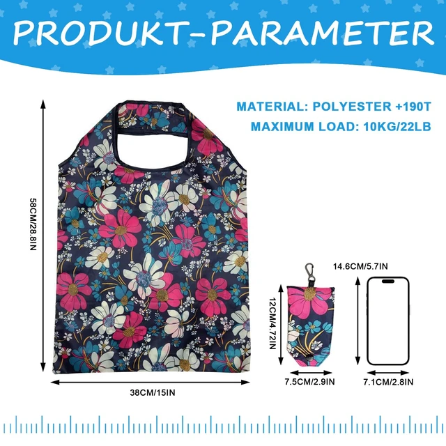 Alt view image 3 of 7 - 6 Pcs Reusable Shopping Bags Foldable, Machine Washable Shopping Grocery Bags in Pocket , Eco-Friendly Travel Recycle Shopping Bags, Waterproof Pouch Tote Bags for Daily Shopping Supplies load