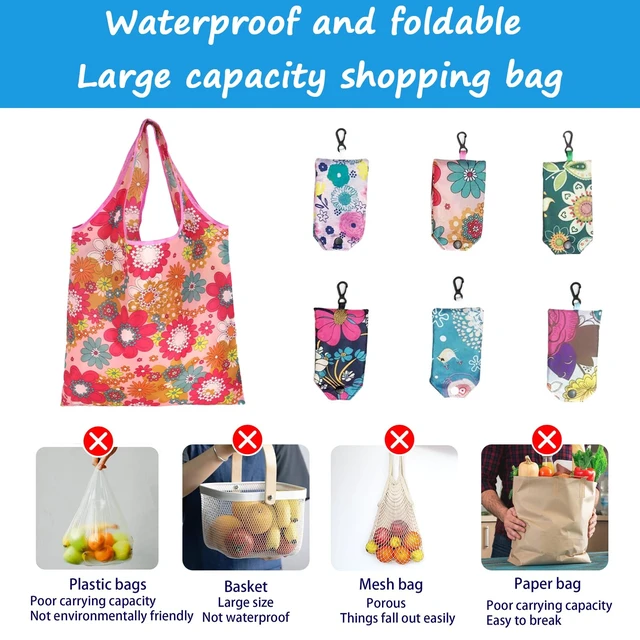 Alt view image 5 of 7 - 6 Pcs Reusable Shopping Bags Foldable, Machine Washable Shopping Grocery Bags in Pocket , Eco-Friendly Travel Recycle Shopping Bags, Waterproof Pouch Tote Bags for Daily Shopping Supplies load