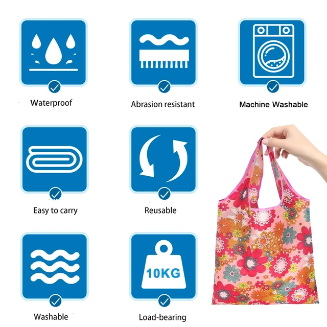 Alt view image 6 of 7 - 6 Pcs Reusable Shopping Bags Foldable, Machine Washable Shopping Grocery Bags in Pocket , Eco-Friendly Travel Recycle Shopping Bags, Waterproof Pouch Tote Bags for Daily Shopping Supplies load