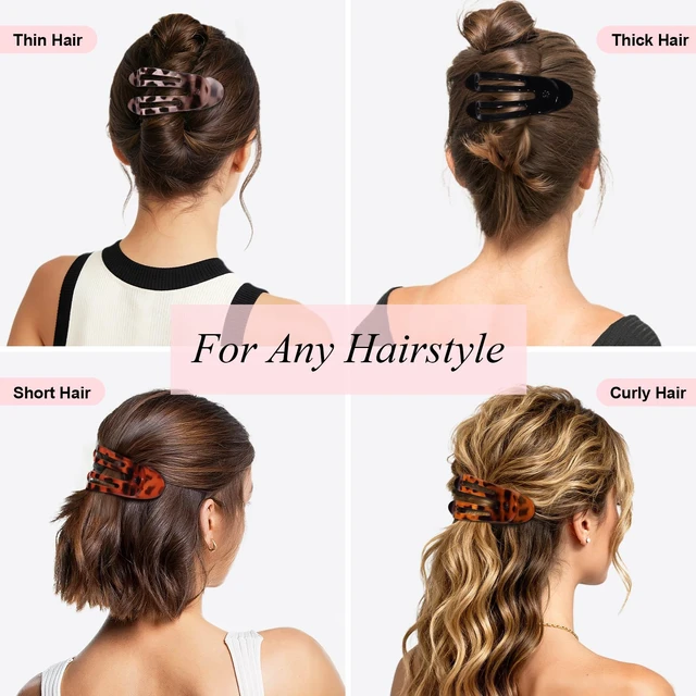 Alt view image 2 of 7 - Flat Hair Clips for Medium Thick Hair for Women | Strong Hold Non Slip Hair Barrettes for Yoga Driving, French Duckbill Hair Clips, 4Pcs Tortoiseshell Color