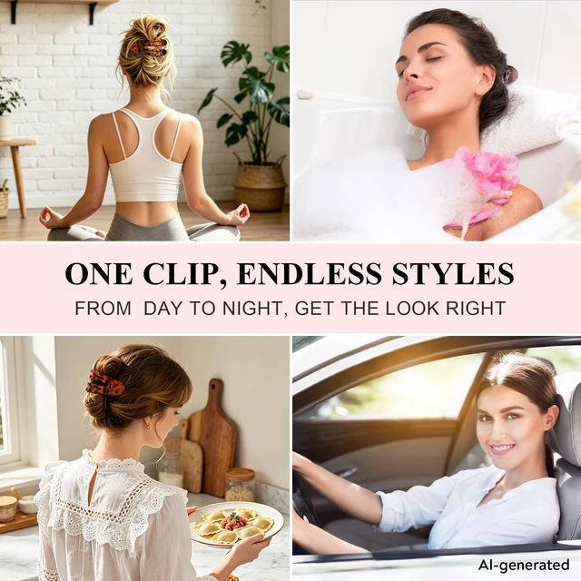 Alt view image 4 of 7 - Flat Hair Clips for Medium Thick Hair for Women | Strong Hold Non Slip Hair Barrettes for Yoga Driving, French Duckbill Hair Clips, 4Pcs Tortoiseshell Color