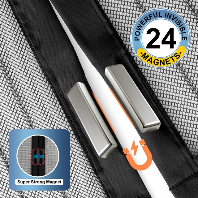 Alt view image 4 of 6 - Magnetic Screen Door Mesh, Works for Patio, Sliding Door, Keeps Bug Mosquito Out, Fresh Air Flow, Fits 36" x 80" Door - Curtain Size 38" x 82", Black