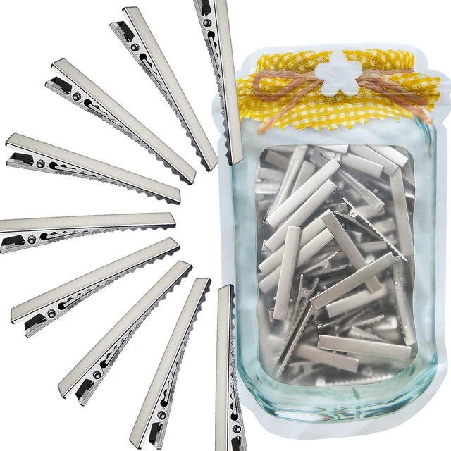 Main image of Alligator Metal Hair Clips for Bow Making, Large Plain DIY Craft Clips Supplies (5.7cm/2.24)