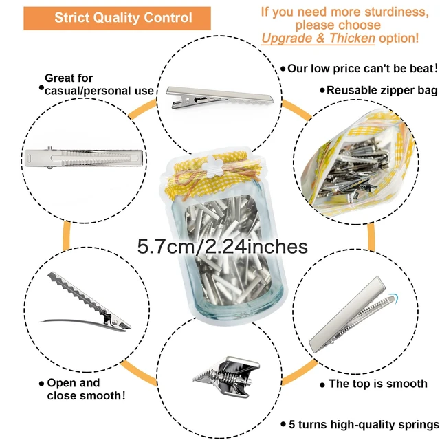 Alt view image 3 of 6 - Alligator Metal Hair Clips for Bow Making, Large Plain DIY Craft Clips Supplies (5.7cm/2.24)