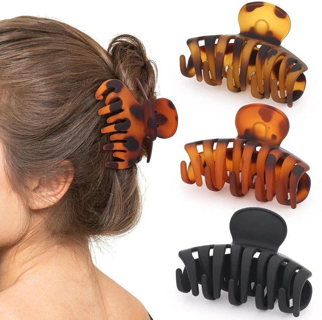 Main image of Matte Claw Hair Clips, 3.3 Inch, Black & Tortoiseshell, 3 Pack | Hair clips for women and teens with strong hold, medium size for everyday styling