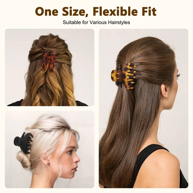 Alt view image 5 of 7 - Matte Claw Hair Clips, 3.3 Inch, Black & Tortoiseshell, 3 Pack | Hair clips for women and teens with strong hold, medium size for everyday styling
