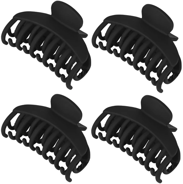 Main image of 4 PCS 2.5 Inch Hair Claw Clips Double Row Teeth Matte Hair Jaw Clips Hair Barrettes Thick Medium Thin Hair Clips for Women (Black)
