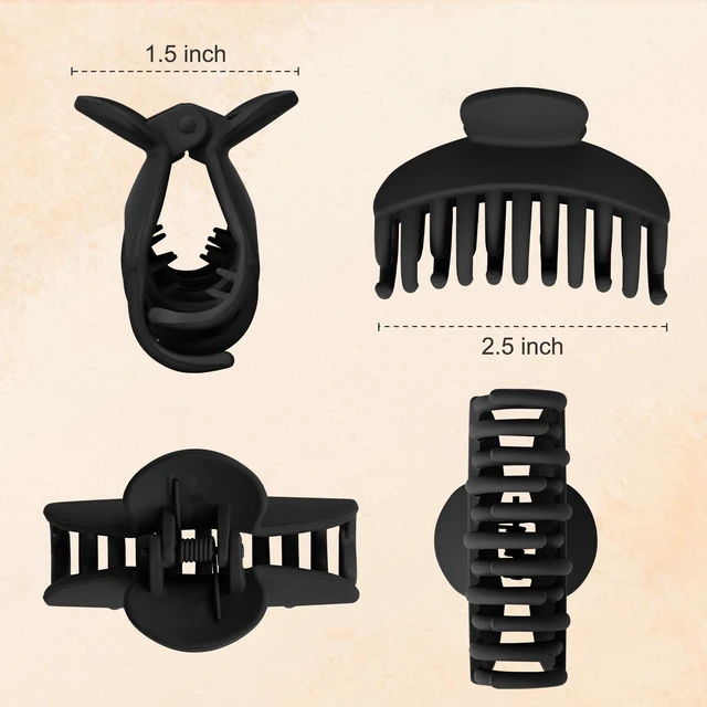 Alt view image 4 of 7 - 4 PCS 2.5 Inch Hair Claw Clips Double Row Teeth Matte Hair Jaw Clips Hair Barrettes Thick Medium Thin Hair Clips for Women (Black)