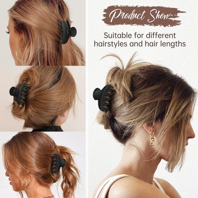Alt view image 3 of 7 - 4 PCS 2.5 Inch Hair Claw Clips Double Row Teeth Matte Hair Jaw Clips Hair Barrettes Thick Medium Thin Hair Clips for Women (Black)