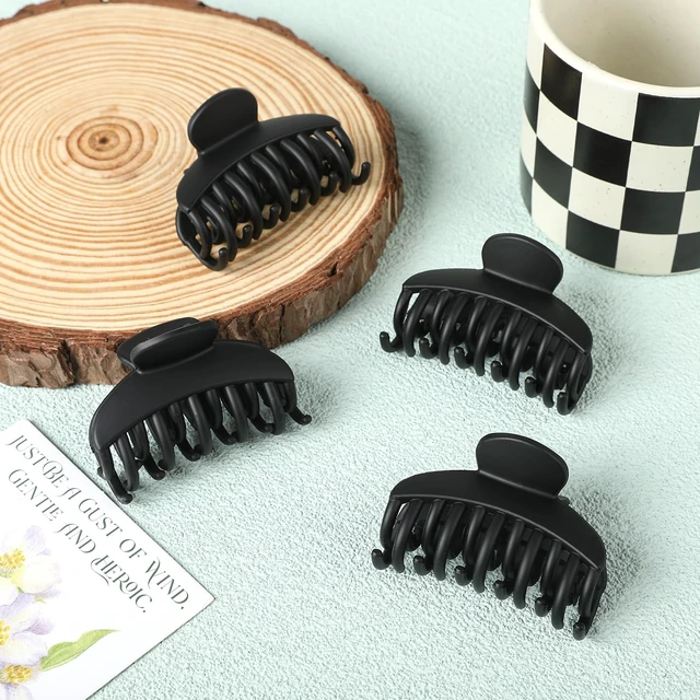 Alt view image 5 of 7 - 4 PCS 2.5 Inch Hair Claw Clips Double Row Teeth Matte Hair Jaw Clips Hair Barrettes Thick Medium Thin Hair Clips for Women (Black)
