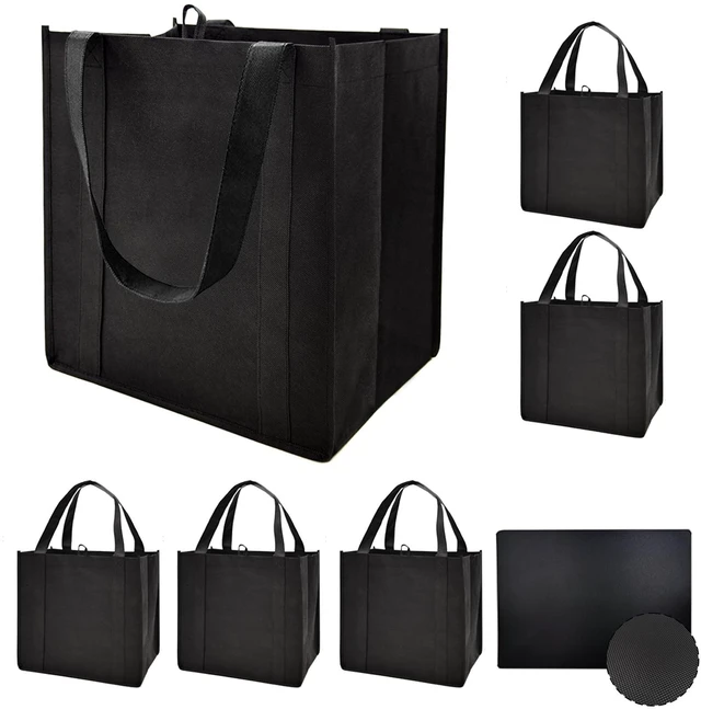 Main image of 6 pack Reusable Grocery Bags,Thick Bottom-Shopping Bag for Groceries | Heavy Duty Large Shopping Totes,Reusable Bags With Handles ,Foldable,Washable ,Load Capacity Over 45 Pounds