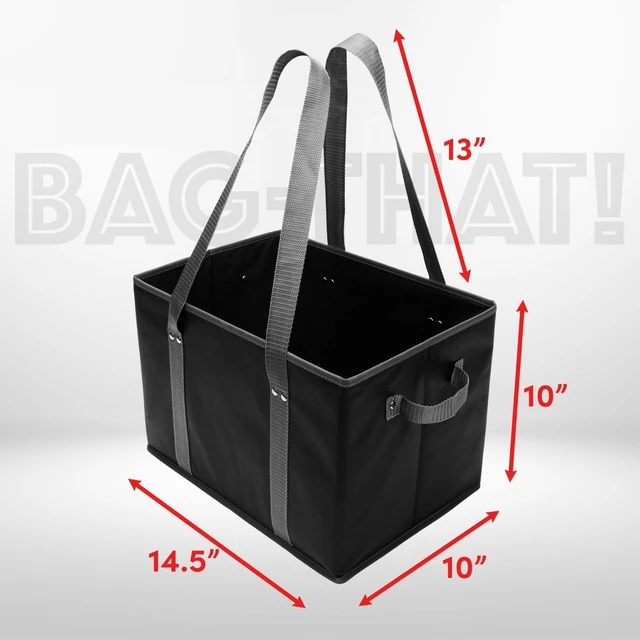 Alt view image 2 of 7 - 4pk Reusable Grocery Bags Shopping Bags Tote Box Large Heavy Duty Groceries Bag Handles Foldable Reinforced Bottom (Black)