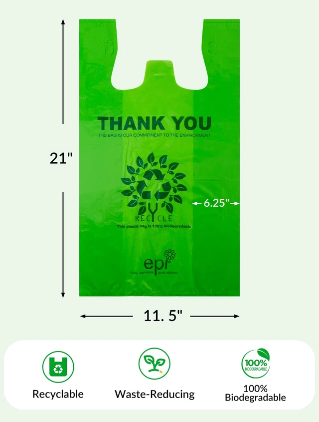 Alt view image 3 of 7 - | T-Shirt Carryout Bags 100 count Restaurant Quality, Durable, Reusable and Econ Friendly | Measures 11. 5" X 6. 25" X 21"( large size 1/6) , 16 Mic (0. 63 Mil)