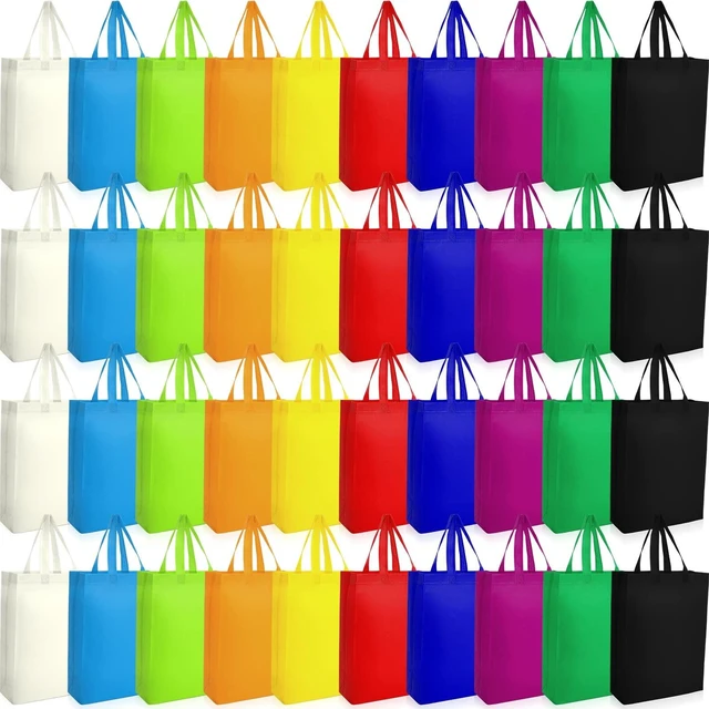 Main image of 40 Pack Reusable Shopping Bags Bulk 14 x 10 x 4 Inch Shopping Bags for Groceries Non Woven Fabric Tote Bags Multicolored Grocery Bags with Handles for Shopping, Birthday Party, 10 Colors