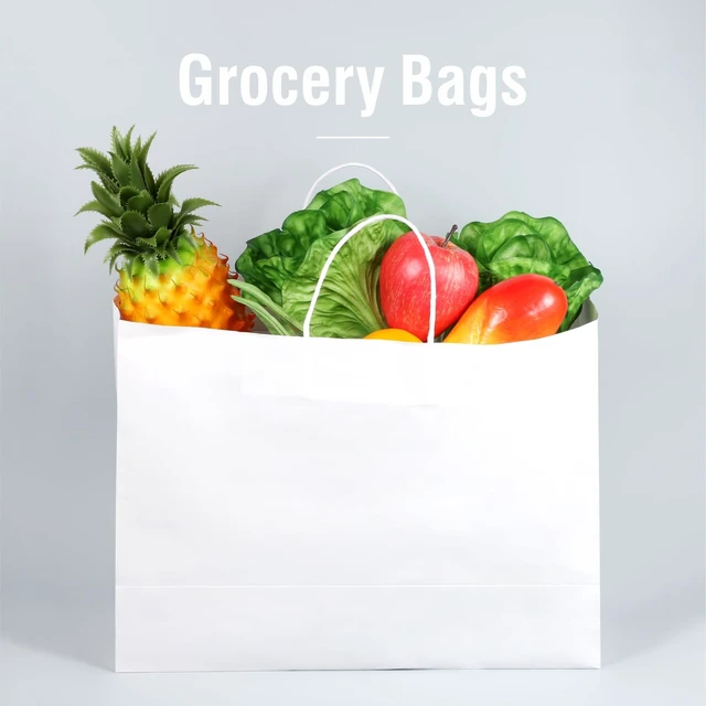 Alt view image 3 of 6 - 60 PCS White Paper Bags with Handles, Large Gift Bag 16 x 6 x 12 inch White Gift Bag Bulk Shopping Bags for Gift Grocery Small Business