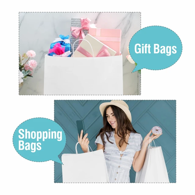 Alt view image 5 of 6 - 60 PCS White Paper Bags with Handles, Large Gift Bag 16 x 6 x 12 inch White Gift Bag Bulk Shopping Bags for Gift Grocery Small Business