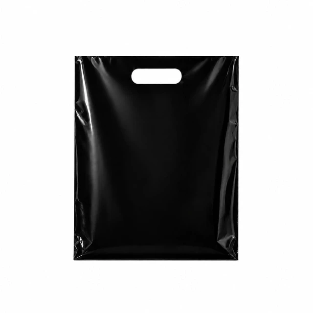 Main image of Plastic Shopping Bags with Die Cut Handles, 9" x 12" Size