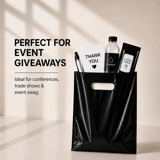 Alt view image 3 of 6 - Plastic Shopping Bags with Die Cut Handles, 9" x 12" Size