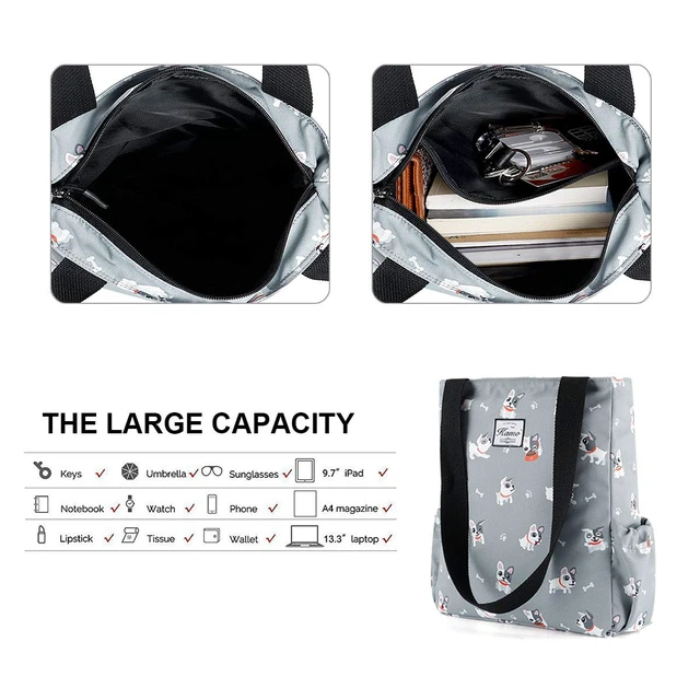 Alt view image 5 of 7 - Floral Tote Bag - Waterproof Lightweight Handbags Travel Shoulder Bag for Hiking Yoga Gym Swimming Travel Beach