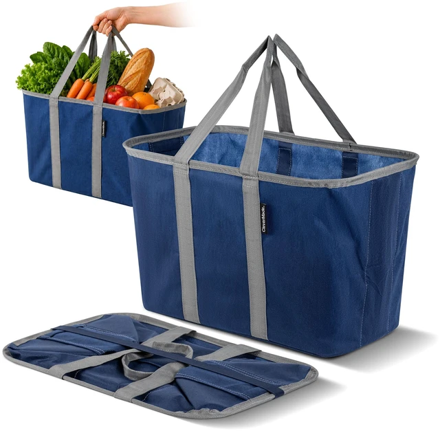 Main image of Pack of 1, Blue/Grey | Load Groceries Without the Bag Collapsing | The Structured Frame Stays Open, Then Folds to 1 Inch for Compact Trunk Storage