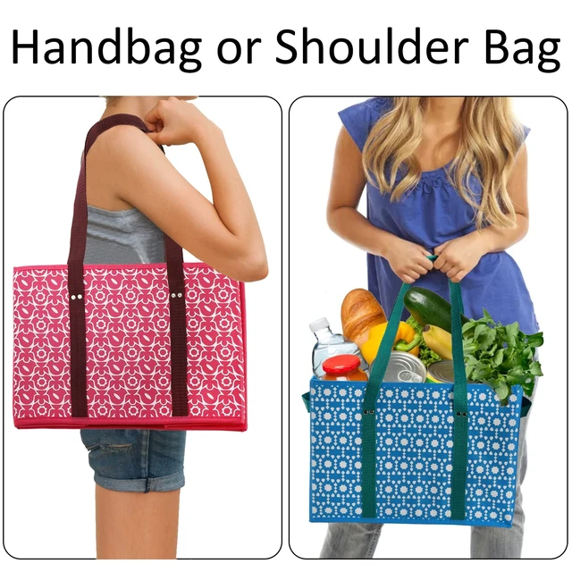Alt view image 5 of 7 - 4 Pack Reusable Grocery Bags, Large Shopping Box Tote, Foldable Washable Storage Bins with Reinforced Bottom Heavy Duty Handles for Fruit Vegetable Clothes Toys and Picnic