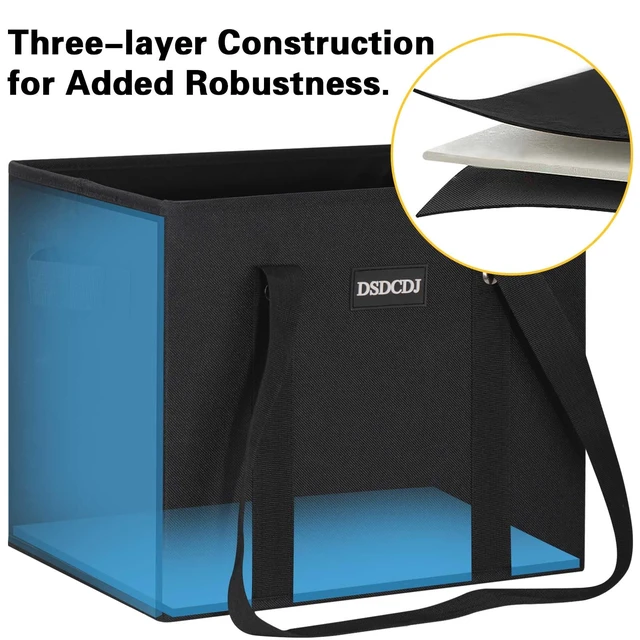 Alt view image 5 of 7 - Reusable Grocery Bags 3 Pack - 800D Heavy Duty Oxford Shopping Bags with Metal Rivet Reinforced Handles & Sturdy Bottom, Foldable Grocery Totes, Holds 65+ lbs, Black