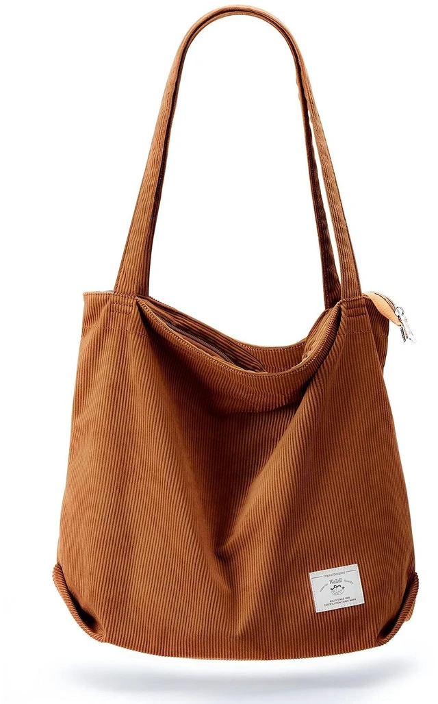 Main image of Tote Bag Large Shoulder Bag with Zipper Pockets Big Capacity Casual Handbags Shopping Bag for Girls, Brown