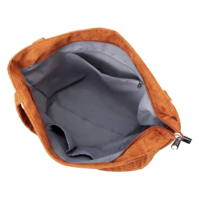 Alt view image 6 of 7 - Tote Bag Large Shoulder Bag with Zipper Pockets Big Capacity Casual Handbags Shopping Bag for Girls, Brown