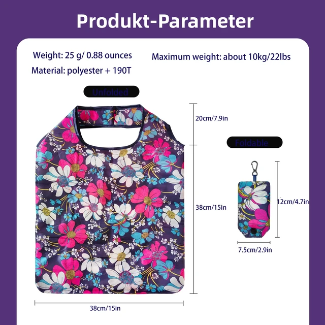 Alt view image 4 of 7 - 6 Pcs Reusable Shopping Bags, Foldable Grocery Bags in Pocket, Eco-friendly Travel Recycle Shopping Bags,Waterproof and Machine Washable, for Daily Shopping Supplies load