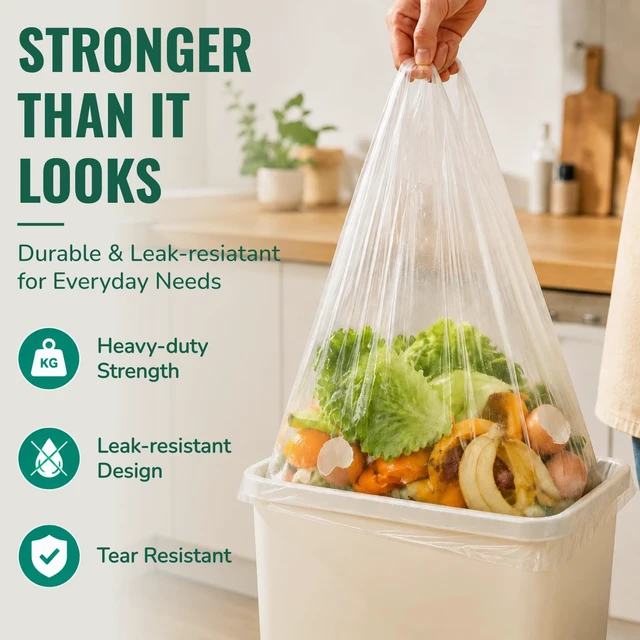 Alt view image 6 of 7 - 500 Pcs Clear T Shirt Shopping Bag, 12''W x 18''H | Grocery Plastic Bags with Handles, Large Restaurant Carry out Retail Bags for Small Business, Supermarket, Restaurant