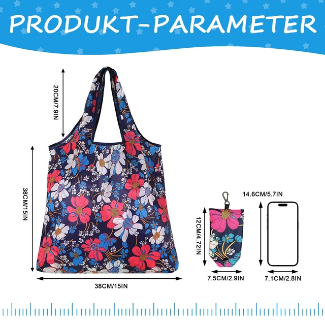 Alt view image 3 of 7 - 6 Pcs Reusable Shopping Bags Foldable,Grocery Bags in Pocket,Waterproof and Machine Washable,Eco-friendly Travel Recycle Polyester Tote Bags for Daily Shopping Supplies load
