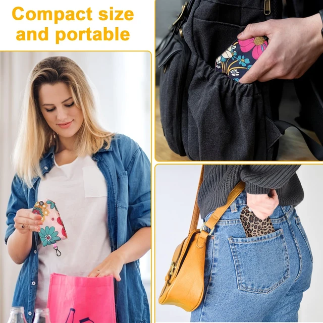 Alt view image 5 of 7 - 6 Pcs Reusable Shopping Bags Foldable,Grocery Bags in Pocket,Waterproof and Machine Washable,Eco-friendly Travel Recycle Polyester Tote Bags for Daily Shopping Supplies load