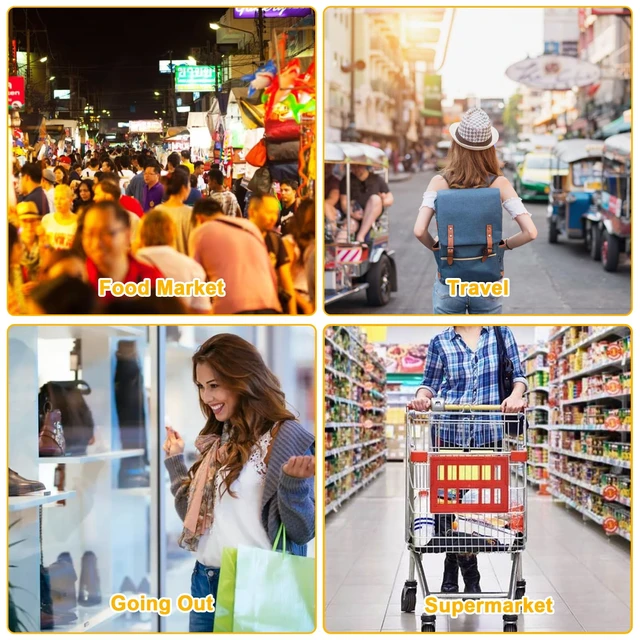 Alt view image 7 of 7 - 6 Pcs Reusable Shopping Bags Foldable,Grocery Bags in Pocket,Waterproof and Machine Washable,Eco-friendly Travel Recycle Polyester Tote Bags for Daily Shopping Supplies load