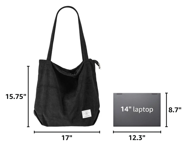 Alt view image 3 of 7 - Tote Bag Large Shoulder Bag with Zipper Pockets Big Capacity Casual Handbags Shopping Bag for Girls, Black