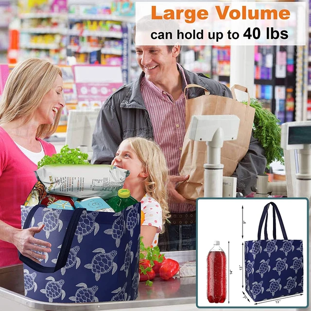 Alt view image 3 of 7 - Animal Reusable Grocery Bags - W13*H13*D7 6 Packs Lightweight Shopping Totes with Long Handles, Water Resistant,Durable and Portable - Perfect for Groceries, Supermarket, Gifts, and More